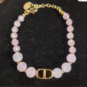 Dior Pink and Gold Beaded Montaigne Bracelet